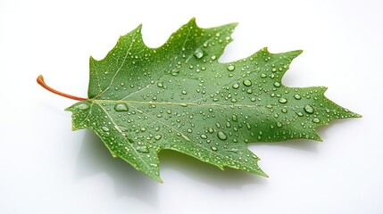 Fresh green leaf with water droplets