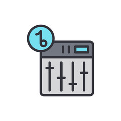 Creative Icon Design Illustrating Audio Mixing Console With Music Note