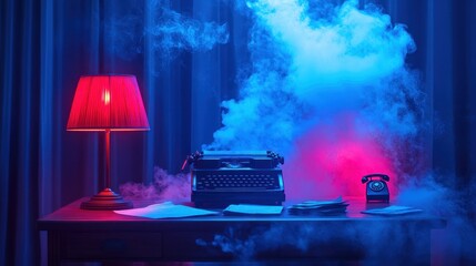 Mysterious writing desk at night
