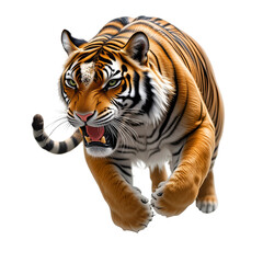 Obraz premium tiger. running tiger ready to pounce isolated on transparent png