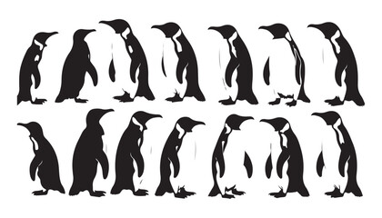 Fototapeta premium black silhouette art of a penguin on a white background