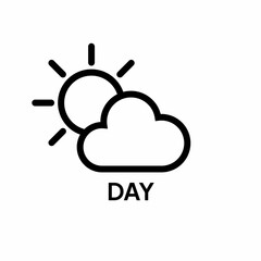 Minimalist Weather Icon Cloud and Sun for Day Forecast