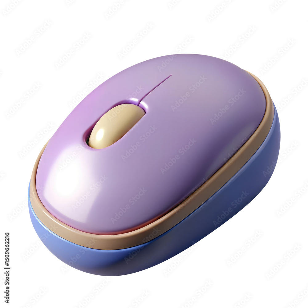 Wall mural computer mouse with rounded design and glossy surface 3d icon in cartoon plastic style minimal isola