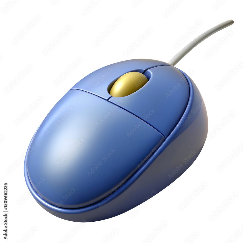 Wall mural computer mouse with rounded design and glossy surface 3d icon in cartoon plastic style minimal isola