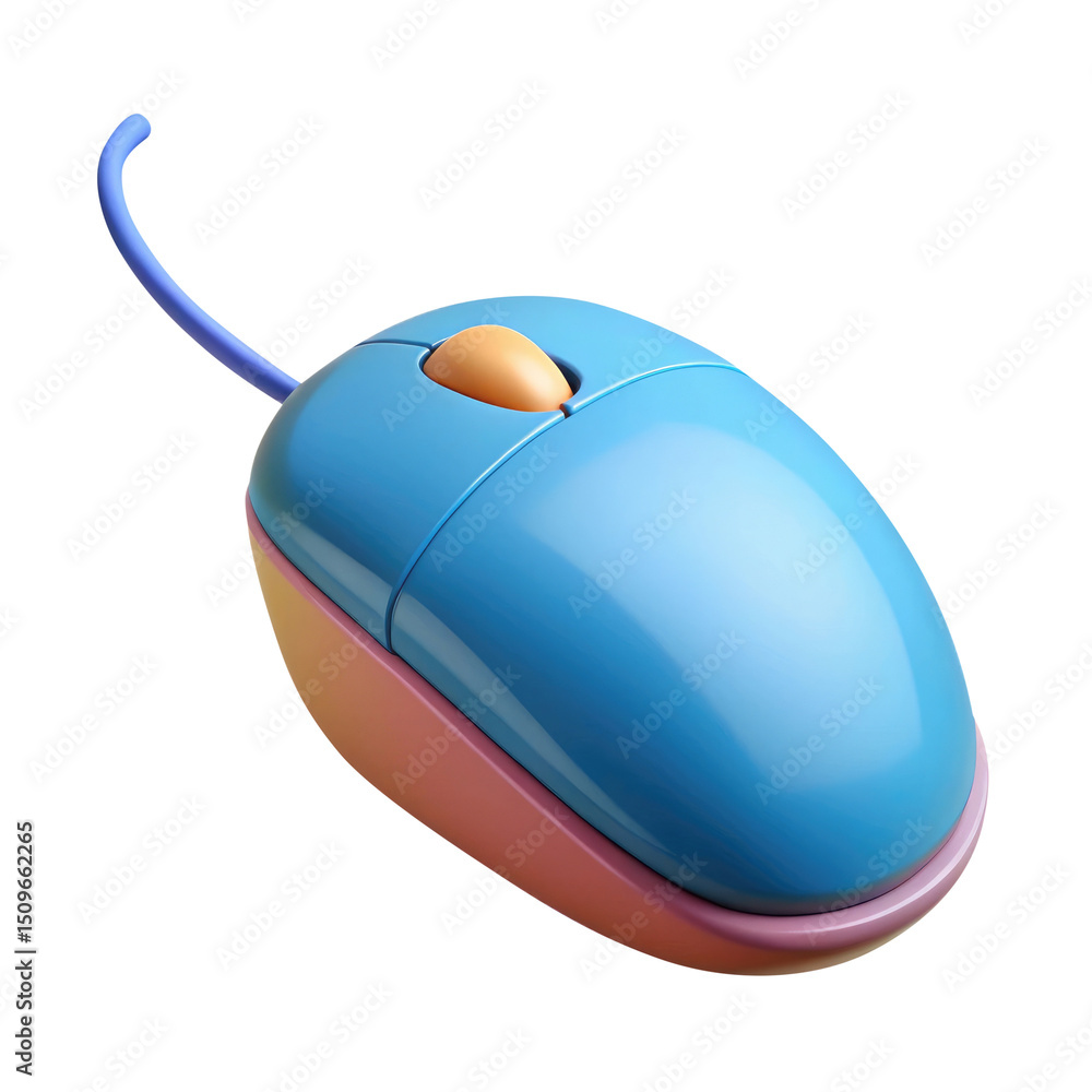 Wall mural computer mouse with rounded design and glossy surface 3d icon in cartoon plastic style minimal isola