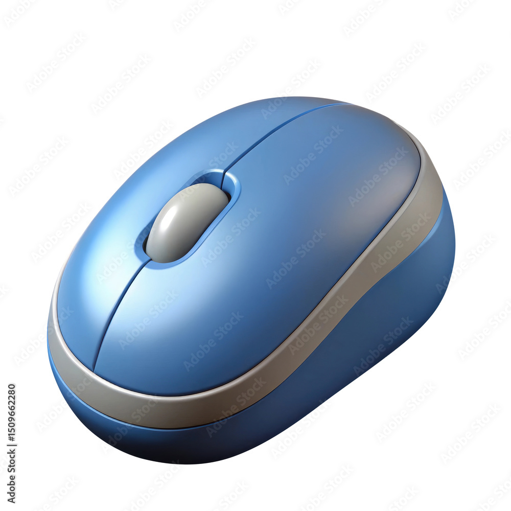 Wall mural computer mouse with rounded design and glossy surface 3d icon in cartoon plastic style minimal isola