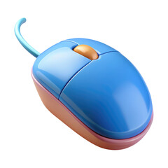 Computer Mouse with Rounded Design and Glossy Surface 3d icon in cartoon plastic style minimal isolated on transparent white background, clipping path
