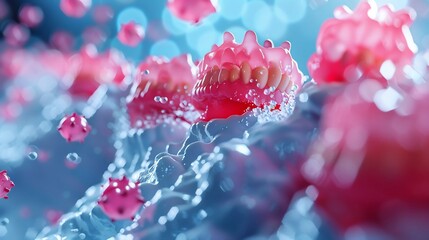 Concept for self cleaning teeth using nanotechnology microscopic robots removing plaque in ultra detailed 3D rendering