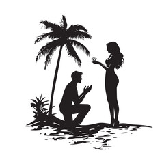 silhouette of a couple on the beach