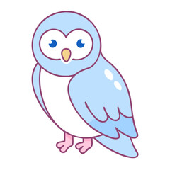 Snowy owl icon in pastel pink and blue for winter themes
