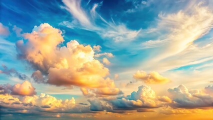Golden Hour Cumulus Cloudscape A Breathtaking Celestial Display of Light and Color