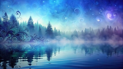 Enchanted Forest Lake at Dusk Mystical Swirls of Color Reflect in Tranquil Waters