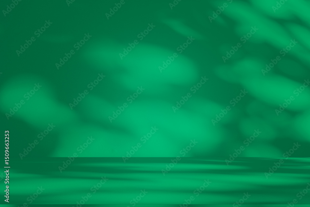 Leinwandbilder wall interior background, studio and backdrops show products. with leaf shadow from window color gre
