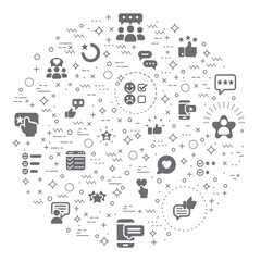 Simple Set of Review And feedback Related Vector Line Illustration. Contains such Icons as customer, rating, star rating, chat, testimonials, survey, support, communication, sign And Other Elements.