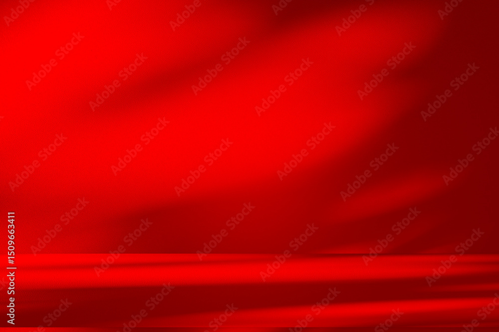 Leinwandbilder wall interior background, studio and backdrops show products.with shadow from window color red backg