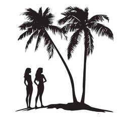 couple on the beach vector illustration