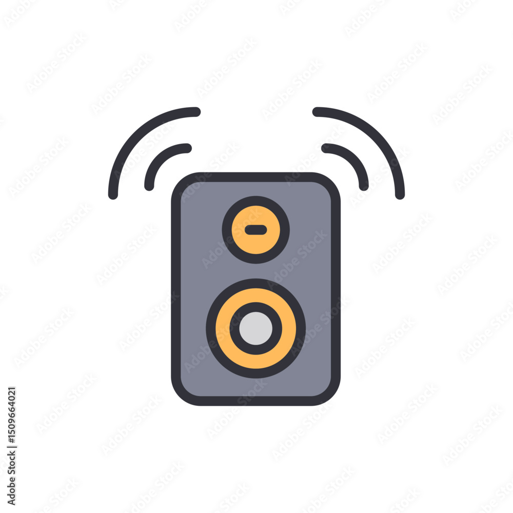 Poster Speaker Icon Showing Radio Waves Or Sound Waves On Transparent Background