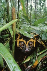 Jungle creature, hidden in dense vegetation