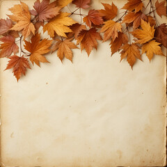 autumn leaves on wooden background
