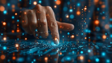 Corporate executive using a biometric authentication system for secure financial transactions modern fintech concept