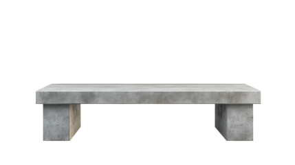 Sleek modern concrete bench isolated on transparent background