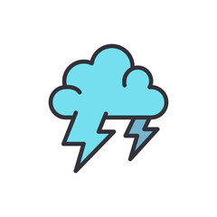 Stylized Illustration Of A Stormy Cloud With Lightning Bolts