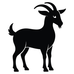 Fototapeta premium Black goat silhouette illustration on white background
