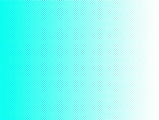 Blue turquoise polka Dotted halftone gradient texture background. Vanishing polka dot background. Repeating dots gradation pattern background. Black fading comic pop art overlay backdrop. 