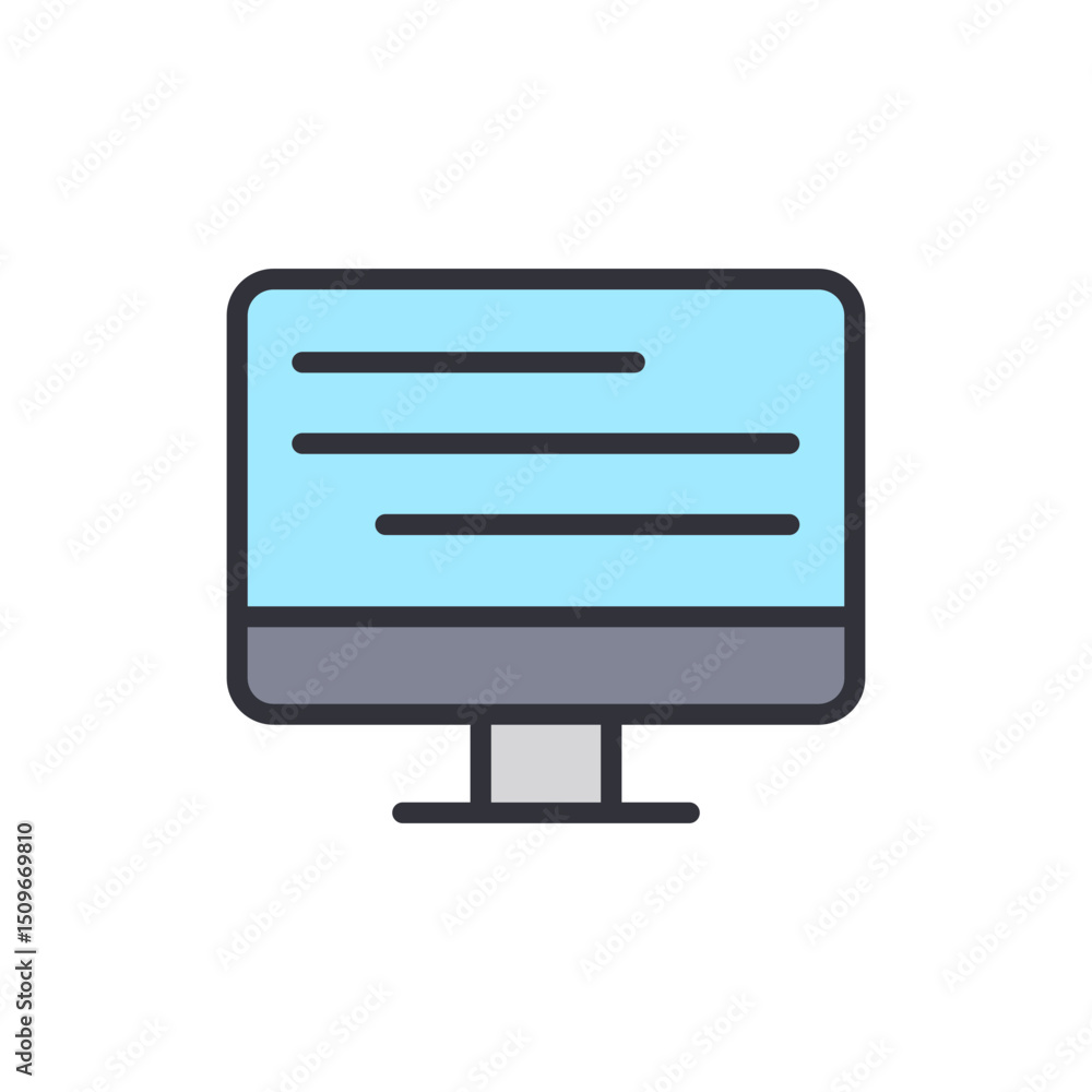 Poster stylized computer monitor displaying information on a transparent field