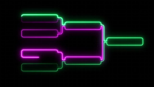 Championship Bracket Template, 4 Team Tournament Design, Flat Style, Neon Light, White Background, Schedule for Soccer, Football, Basketball, Baseball, Tennis