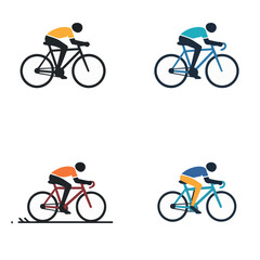 Fototapeta premium vector sport bycicle racing, isolated colour in white background. set 4 vector.