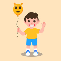 Cute Happy Kid with Balloon Character design