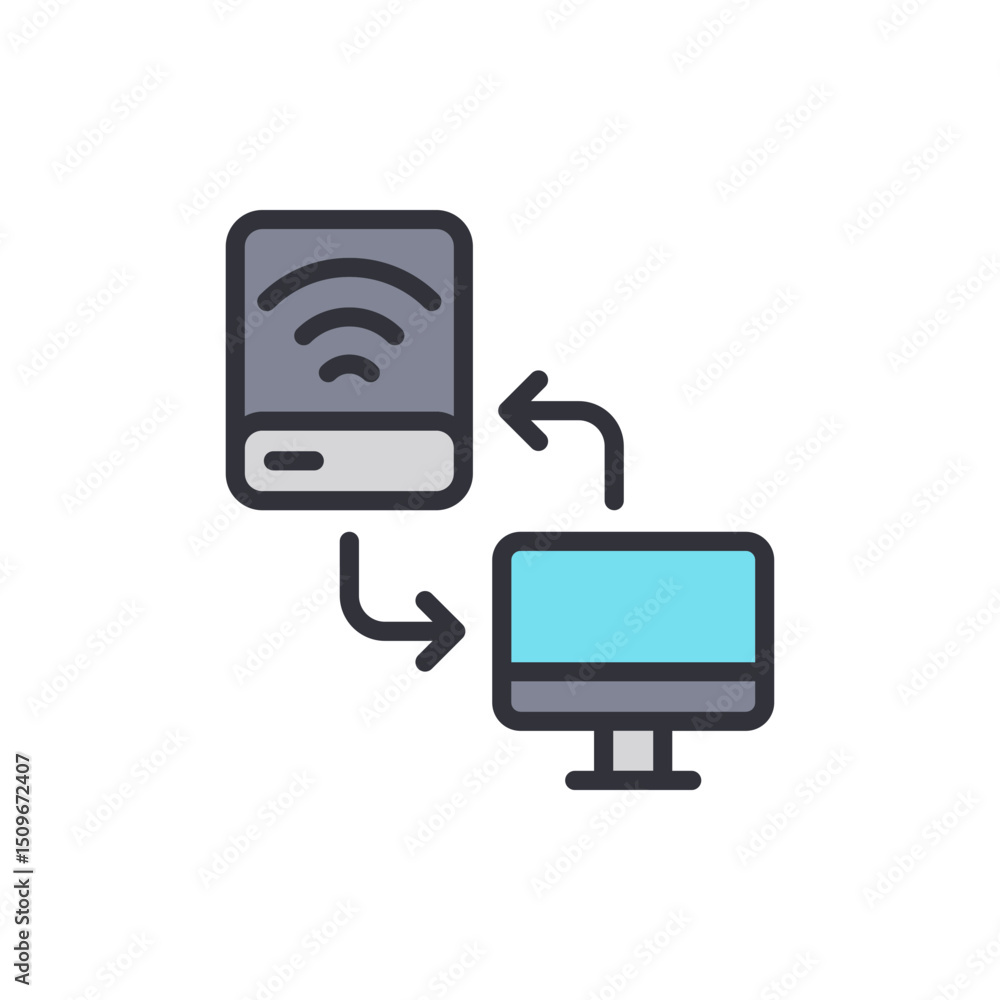 Poster seamless data exchange between wireless storage device and computer