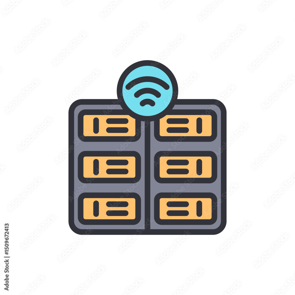 Poster data server with wireless access point on transparent background