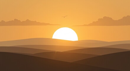 Fototapeta premium Sunset Landscape Golden Hour Hills Scenic View