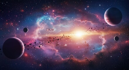 Cosmic Nebula: A Celestial Tapestry of Planets and Stars