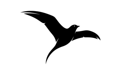 Elegant Silhouette of Bird in Flight on Clean White Background Minimalist Design