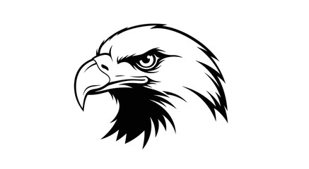 Fototapeta premium Striking Monochrome Vector Graphic of a Majestic Eagle Head with Detailed Beak and Intense Eyes on White Background