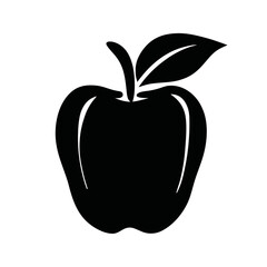 Apple silhouette, vector silhouette of a fruit on a white background