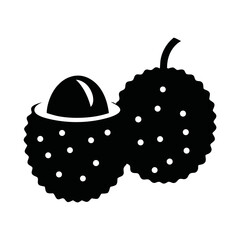 Lychee silhouette, vector silhouette of a fruit on a white background