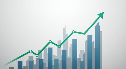 Fototapeta premium Upward Trending City Skyline Growth Chart Graphic