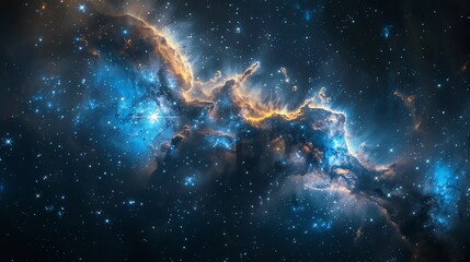 Cosmic nebula forming the shape of a glowing tooth deep space galaxy background