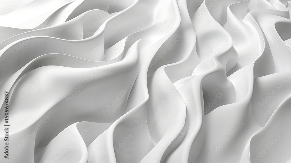 Poster abstract white wavy shapes creating a smooth textured background
