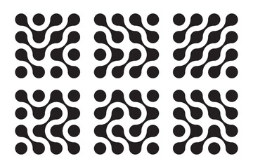 Connected dots icon. Circles pattern sign. Integration symbol. Abstract point movement. Connected round blobs. Transition metaballs. Vector illustration