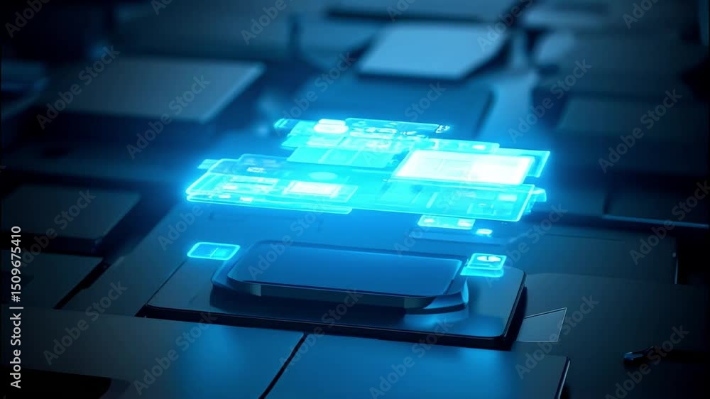 Poster holographic interface projection complex light air layers for futuristic display 79 characters