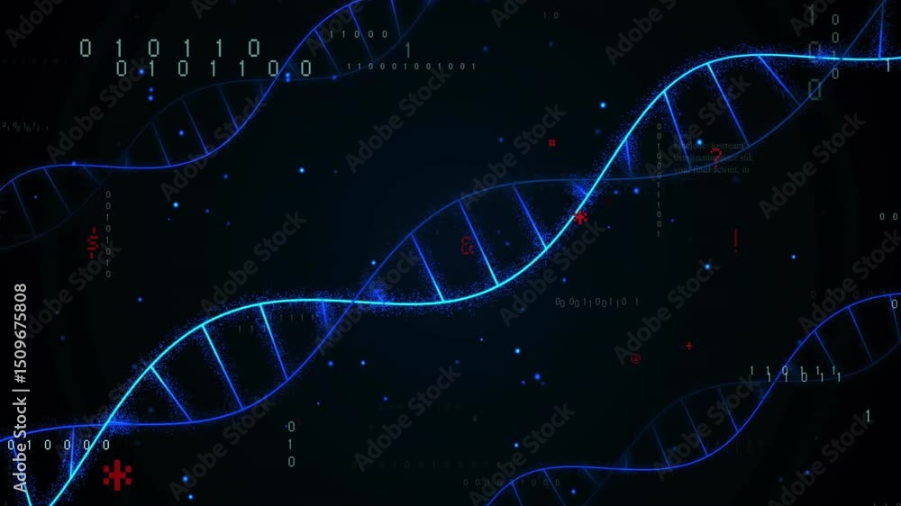 Poster helix strands appearing triggers bits drifting as code scrolling representing data integration