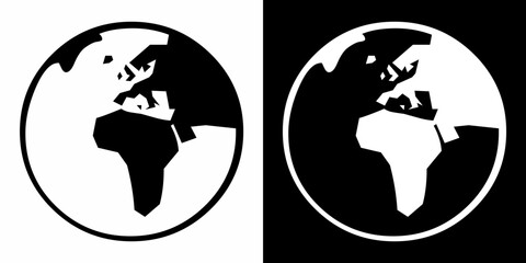 Globe icon vector. Earth icon sign symbol in trendy flat style. Planet vector icon illustration isolated on white and black background