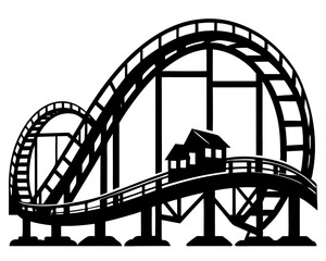 Roller Coaster Silhouette Vector & Amusement Park Ride SVG Clipart