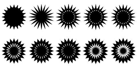 Black and white geometric floral shapes displaying a gradual transformation on white background