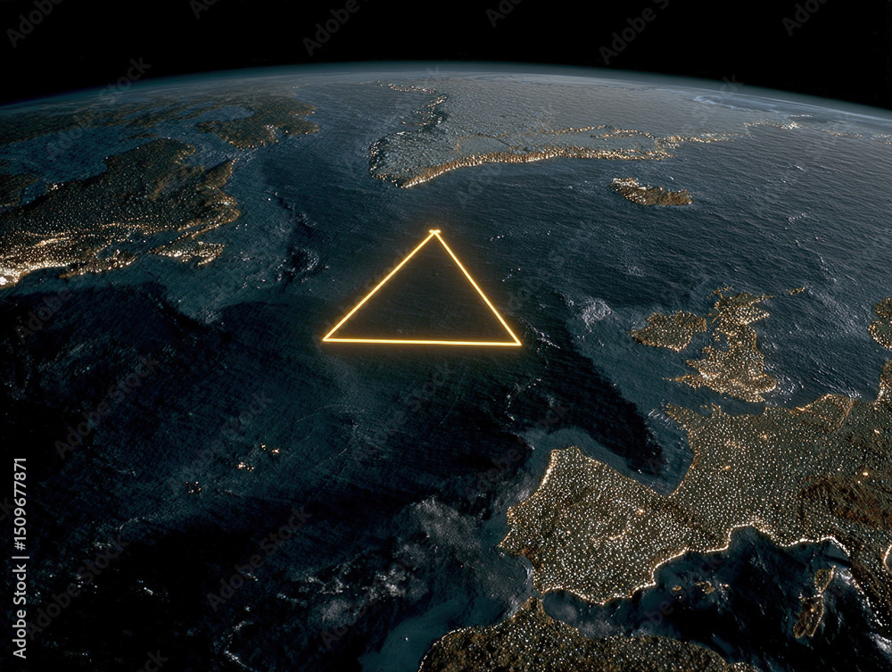 Canvas Prints graphic map highlighting the bermuda triangle area